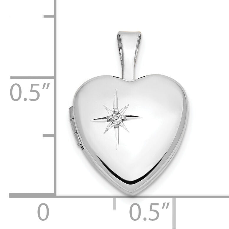 14k White Gold 12mm .01ct. Diamond Heart Locket-XL801