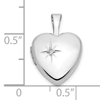 14k White Gold 12mm .01ct. Diamond Heart Locket-XL801