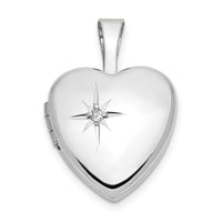 14k White Gold 12mm .01ct. Diamond Heart Locket-XL801