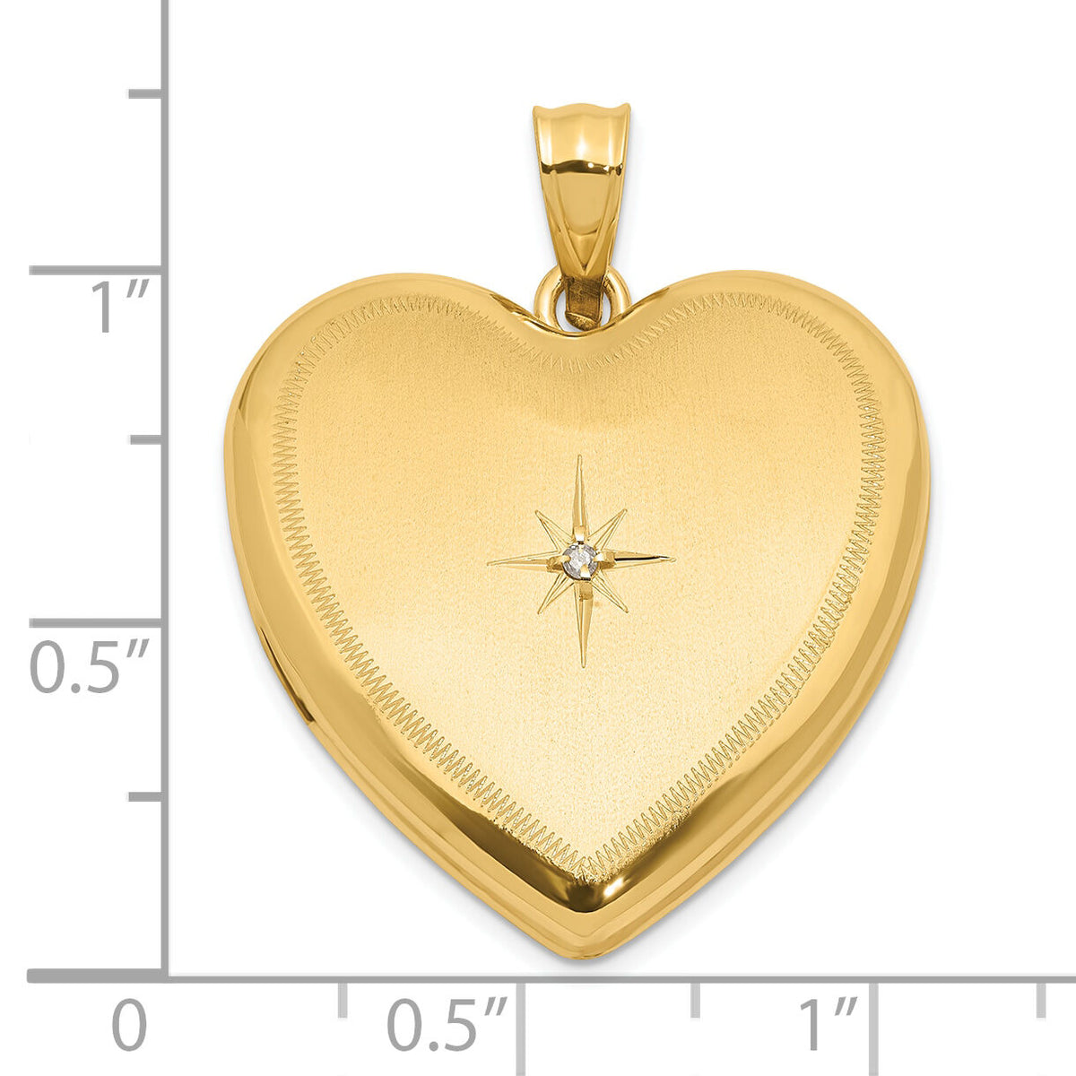 14K 24mm Satin and Polished Diamond Heart Locket-XL845