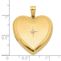 14K 24mm Satin and Polished Diamond Heart Locket-XL845