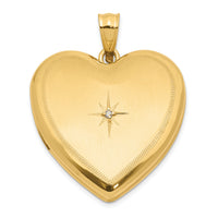14K 24mm Satin and Polished Diamond Heart Locket-XL845
