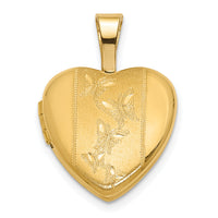 14K Polished and Satin 12mm Butterfly Heart Locket-XL846
