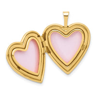 14K 20mm Polished Floral Design Diamond Heart Locket-XL848