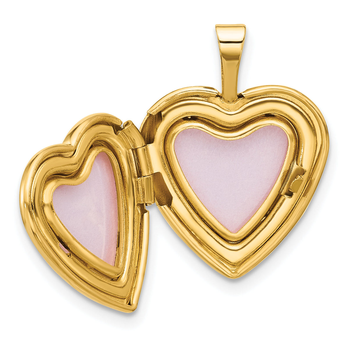 14K Polished and Satin w/ Enamel 16mm I LOVE YOU Rose Heart Locket-XL849