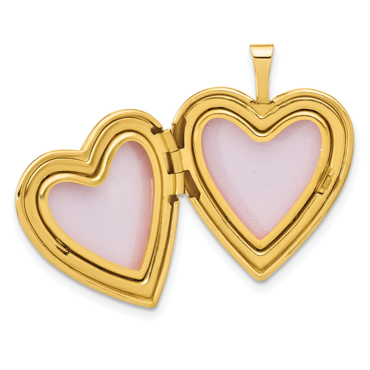14K Satin and Polished Angel Wings 20mm Heart Locket-XL850