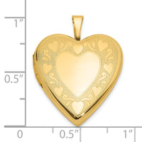 14K Textured and Polished Heart Design 20mm Heart Locket-XL851
