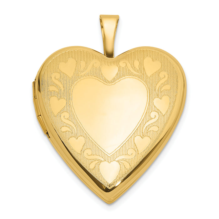 14K Textured and Polished Heart Design 20mm Heart Locket-XL851