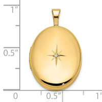 14K Polished Diamond Star 16mm Oval Locket-XL869