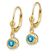 14k 5mm Blue Topaz Leverback Earring-XLB100BT