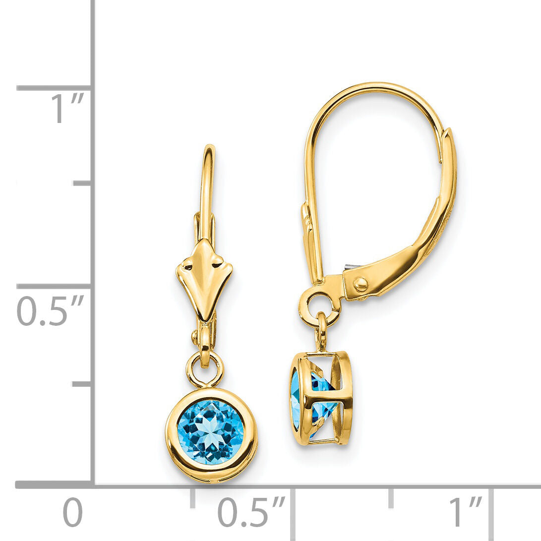14k 5mm Blue Topaz Leverback Earring-XLB100BT