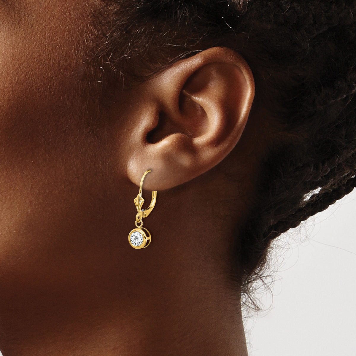 14k 5mm Cubic Zirconia Leverback Earrings-XLB100CZ