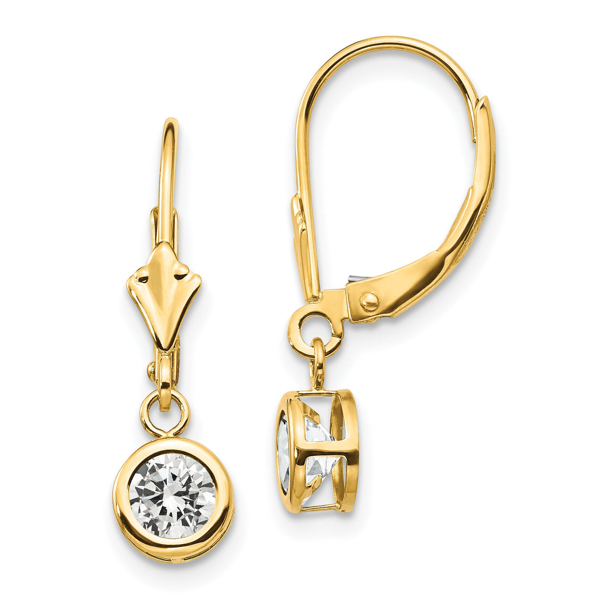 14k 5mm Cubic Zirconia Leverback Earrings-XLB100CZ