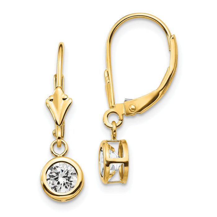 14k 5mm Cubic Zirconia Leverback Earrings-XLB100CZ