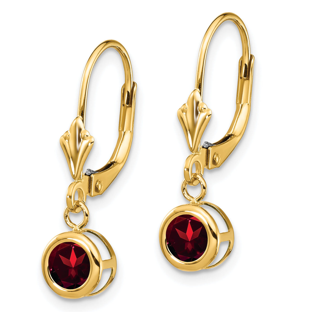 14k 5mm Garnet Leverback Earring-XLB100GA
