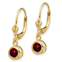 14k 5mm Garnet Leverback Earring-XLB100GA