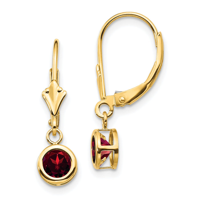 14k 5mm Garnet Leverback Earring-XLB100GA