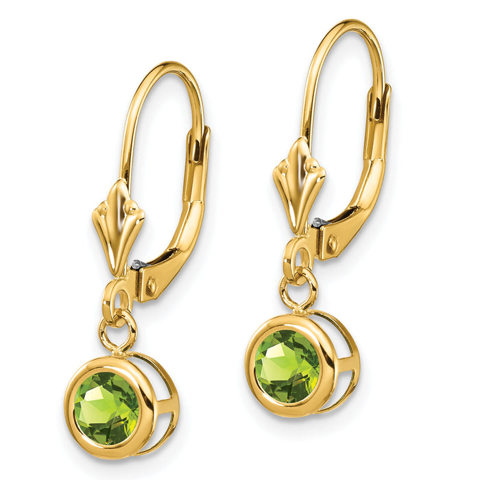 14k 5mm Peridot Leverback Earrings-XLB100PE