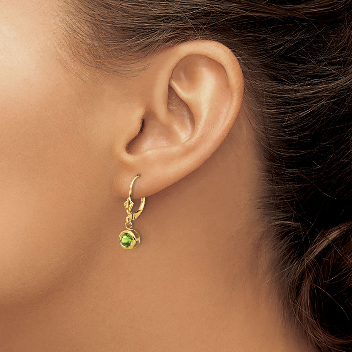 14k 5mm Peridot Leverback Earrings-XLB100PE