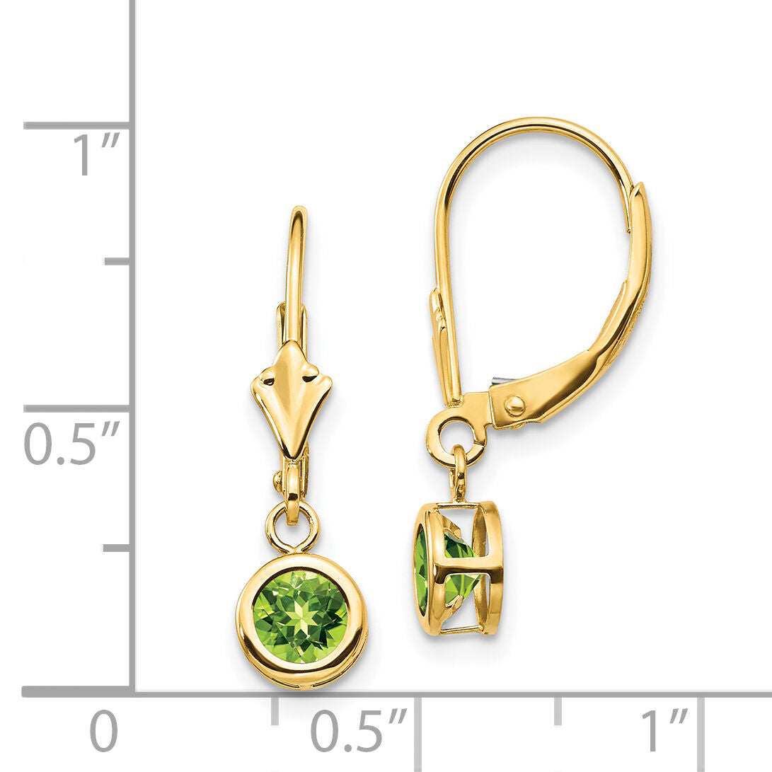 14k 5mm Peridot Leverback Earrings-XLB100PE