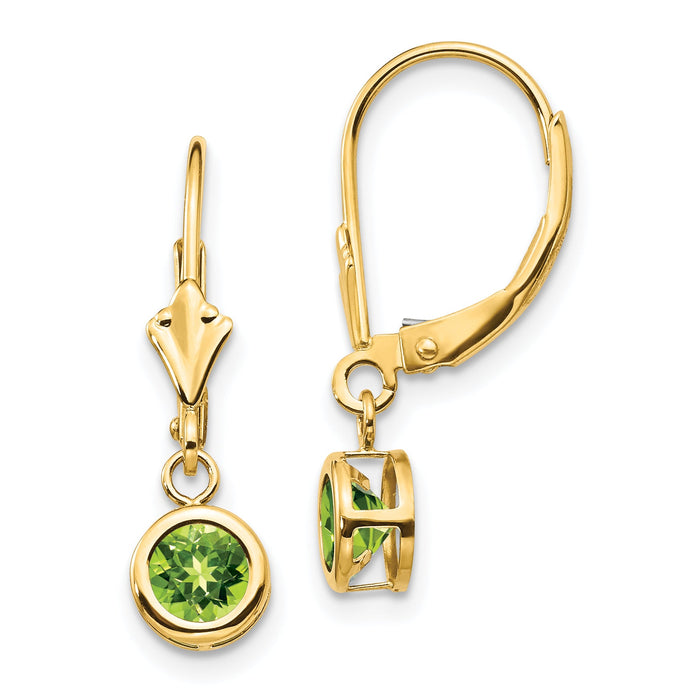 14k 5mm Peridot Leverback Earrings-XLB100PE