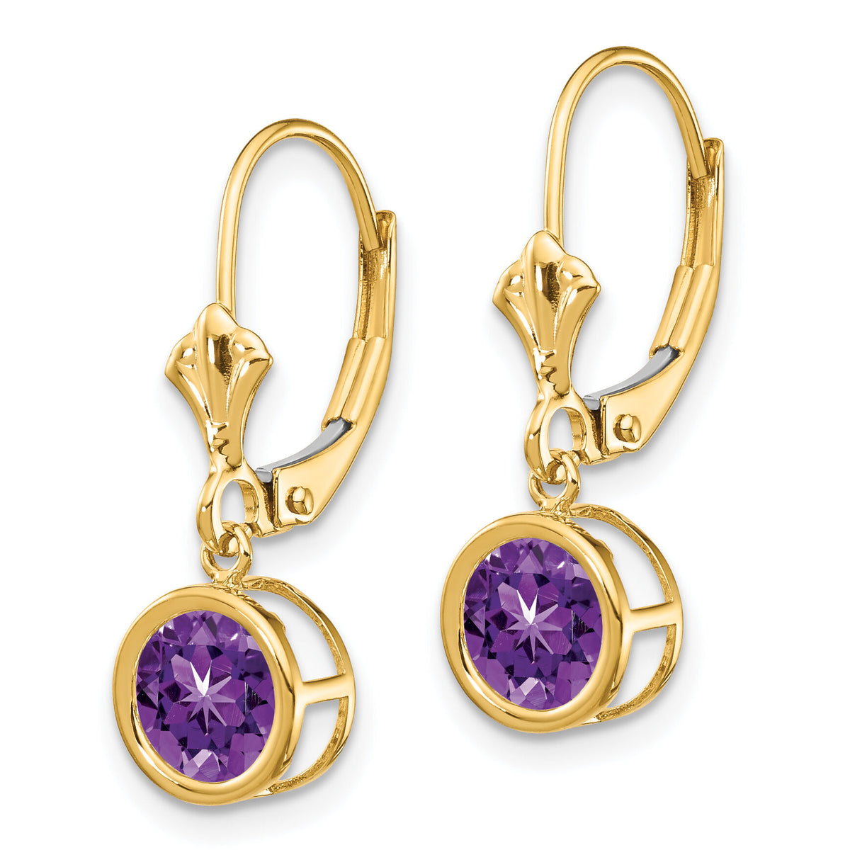 14k 6mm Amethyst Leverback Earrings-XLB101AM