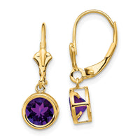 14k 6mm Amethyst Leverback Earrings-XLB101AM