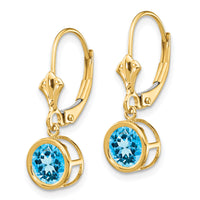 14k 6mm Blue Topaz Leverback Earrings-XLB101BT