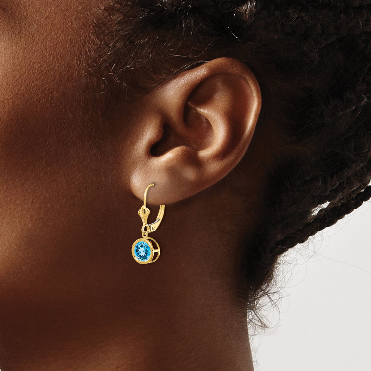 14k 6mm Blue Topaz Leverback Earrings-XLB101BT