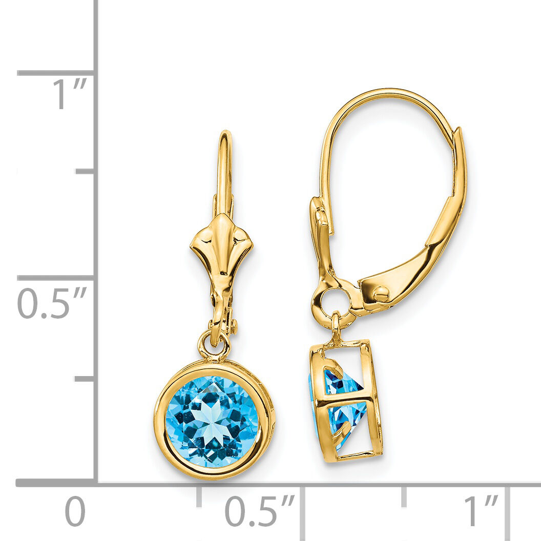 14k 6mm Blue Topaz Leverback Earrings-XLB101BT