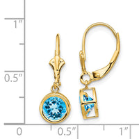 14k 6mm Blue Topaz Leverback Earrings-XLB101BT