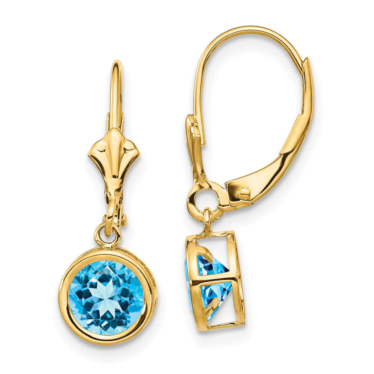 14k 6mm Blue Topaz Leverback Earrings-XLB101BT