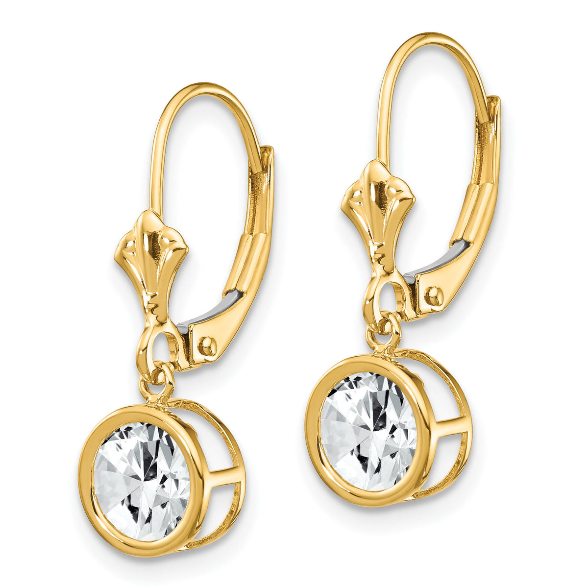 14k 6mm Cubic Zirconia Leverback Earrings-XLB101CZ