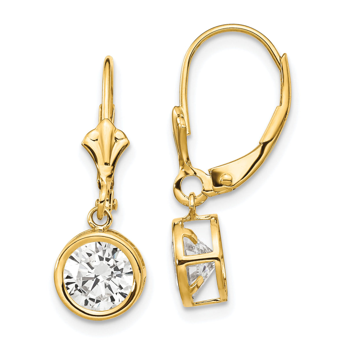 14k 6mm Cubic Zirconia Leverback Earrings-XLB101CZ