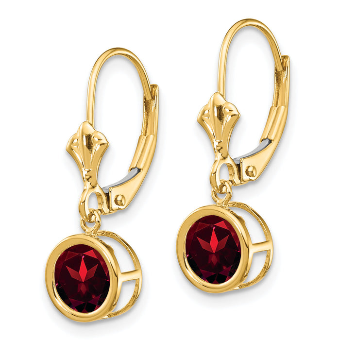 14k 6mm Garnet Leverback Earrings-XLB101GA