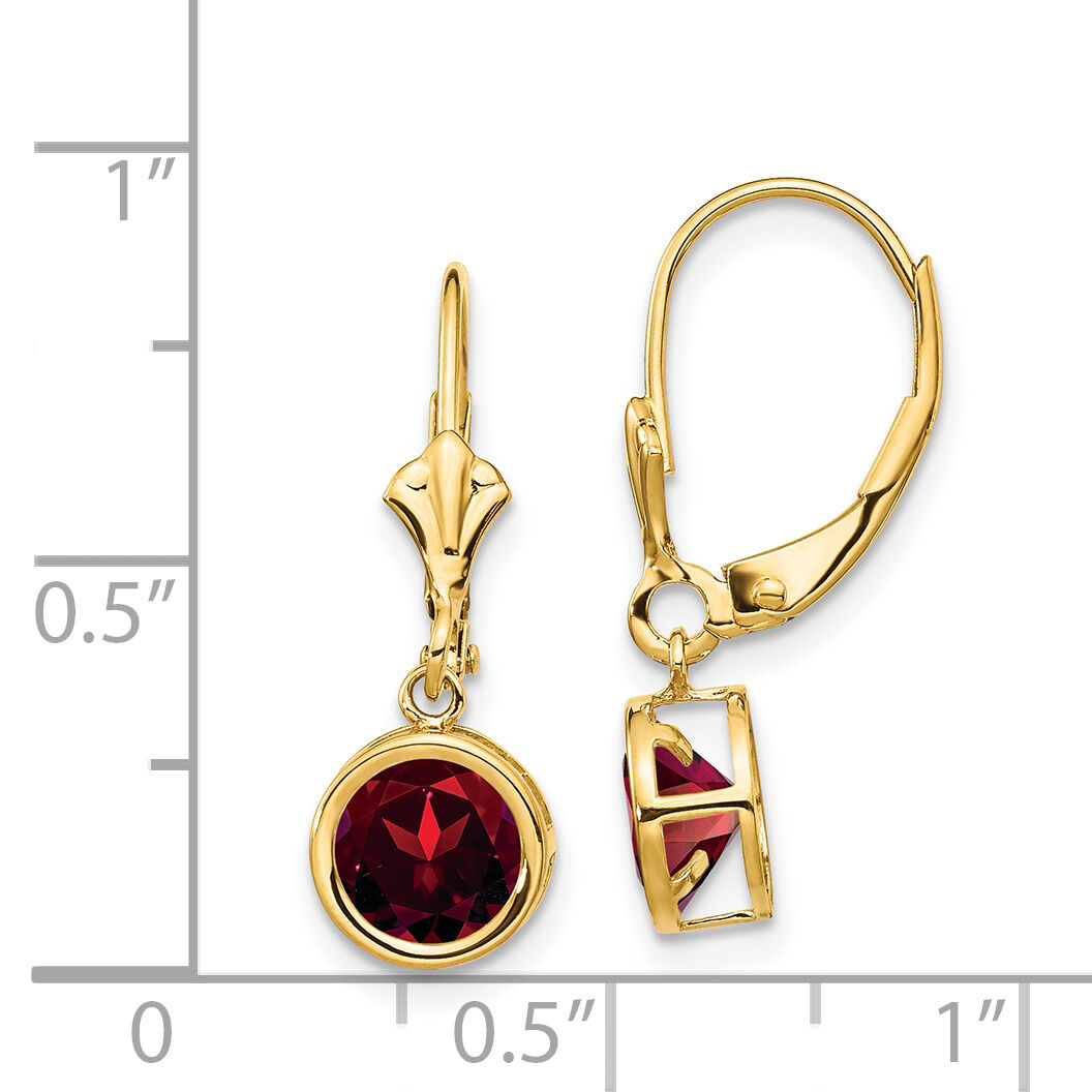 14k 6mm Garnet Leverback Earrings-XLB101GA