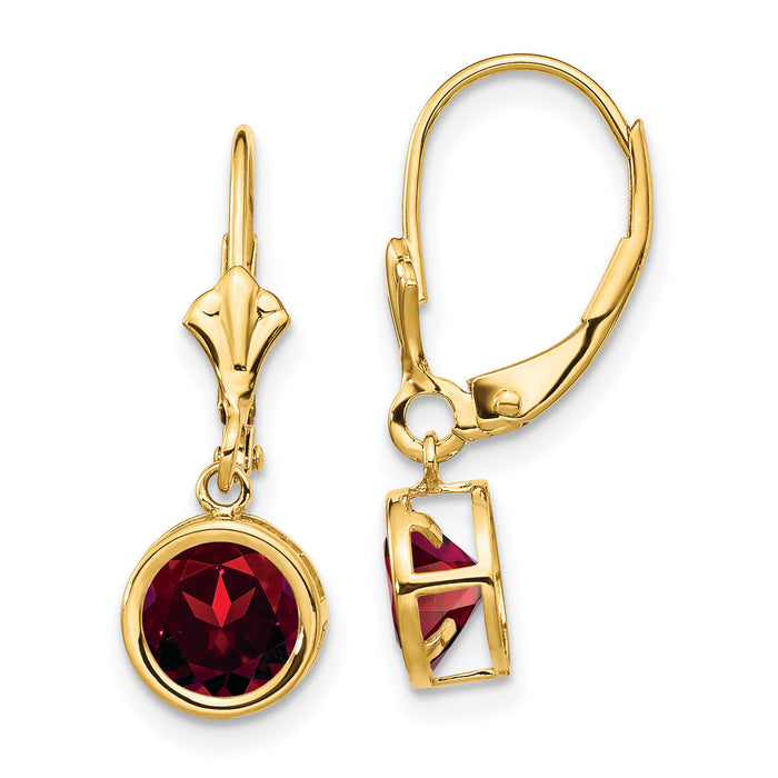 14k 6mm Garnet Leverback Earrings-XLB101GA