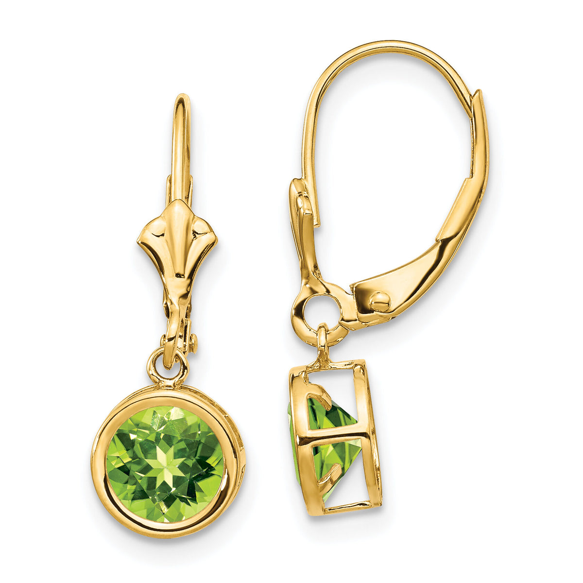 14k 6mm Peridot Leverback Earrings-XLB101PE