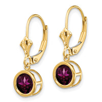 14k 6mm Rhodolite Garnet Leverback Earring-XLB101RG