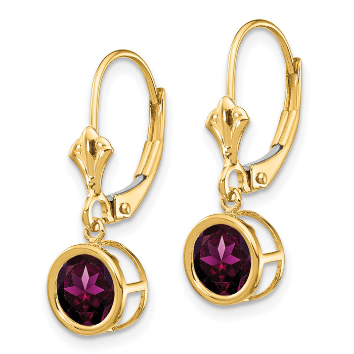 14k 6mm Rhodolite Garnet Leverback Earring-XLB101RG