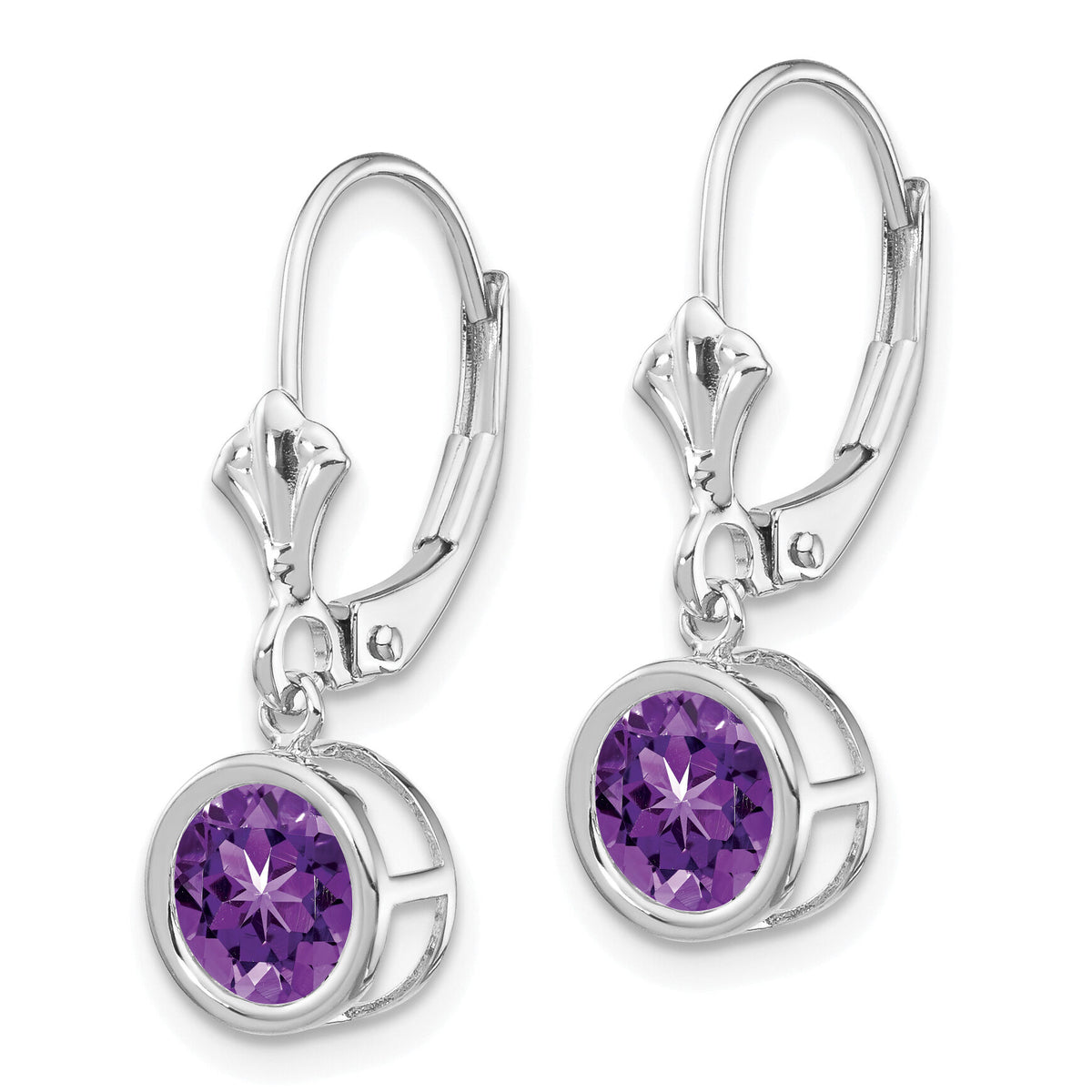 14k White Gold 6mm Amethyst Leverback Earrings-XLB101WAM
