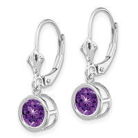 14k White Gold 6mm Amethyst Leverback Earrings-XLB101WAM