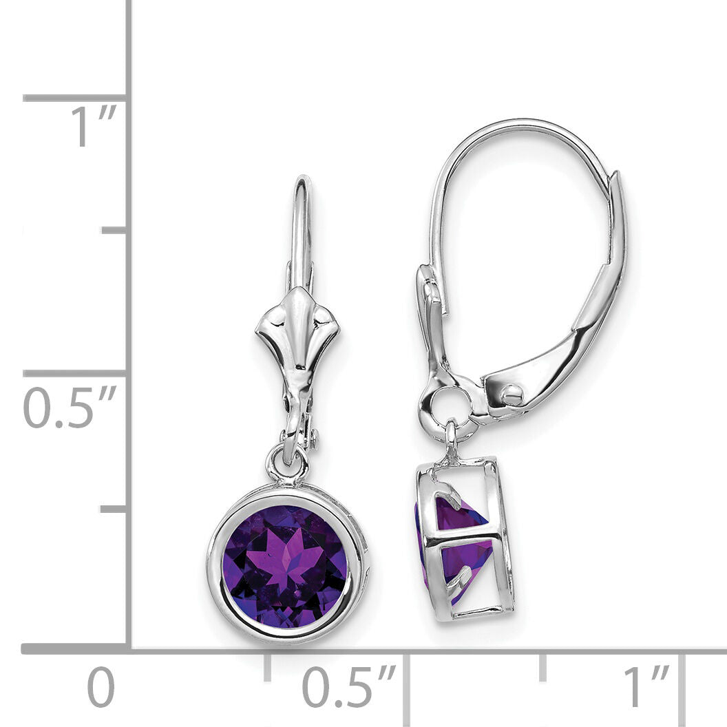 14k White Gold 6mm Amethyst Leverback Earrings-XLB101WAM
