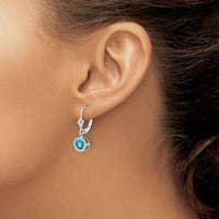 14k White Gold 6mm Blue Topaz Leverback Earrings-XLB101WBT