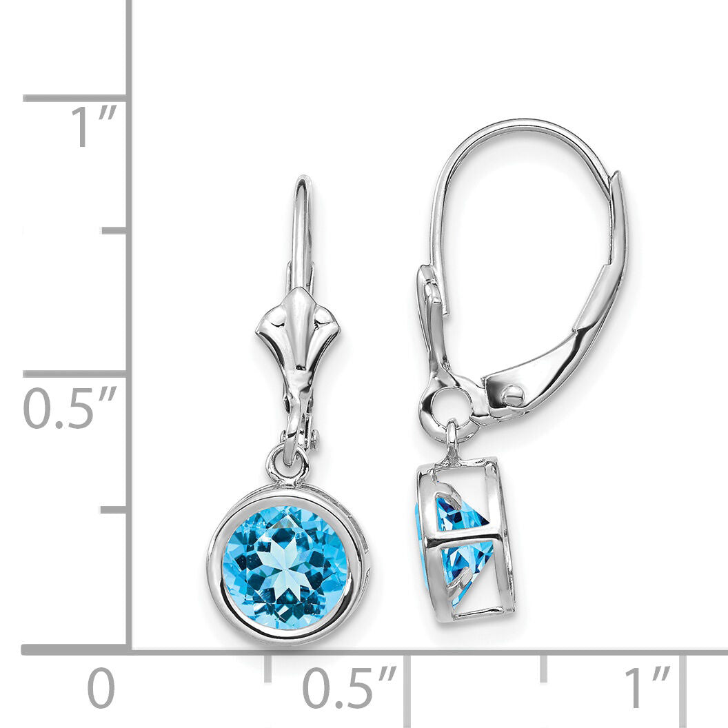 14k White Gold 6mm Blue Topaz Leverback Earrings-XLB101WBT