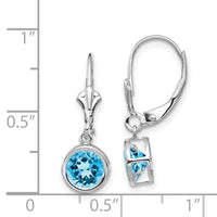 14k White Gold 6mm Blue Topaz Leverback Earrings-XLB101WBT