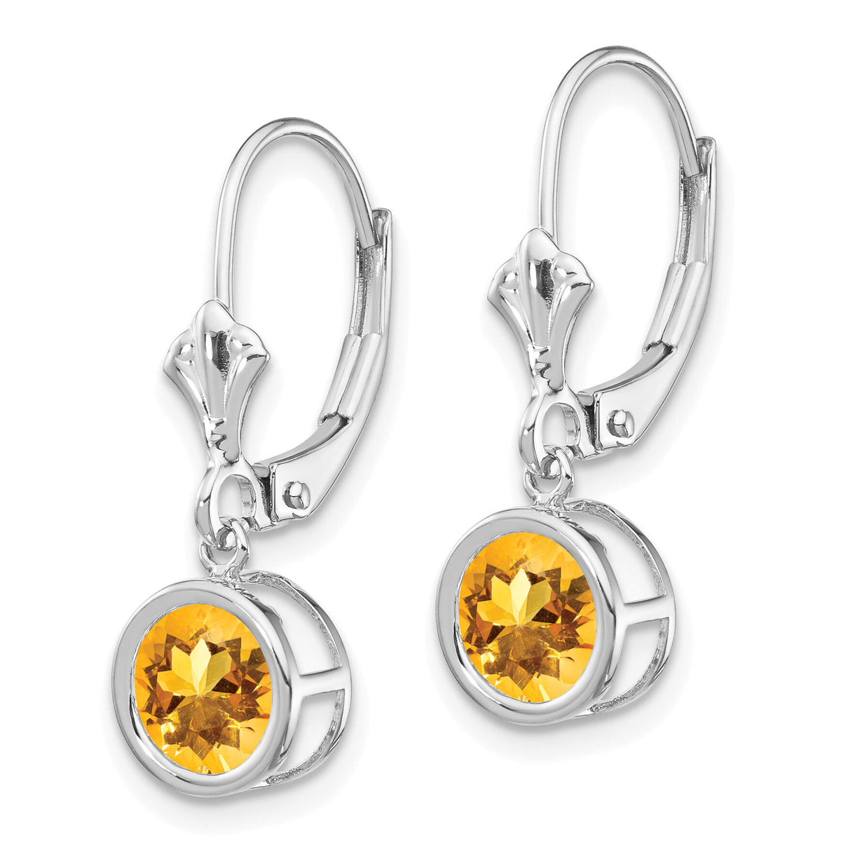 14k White Gold 6mm Citrine Leverback Earrings-XLB101WCI