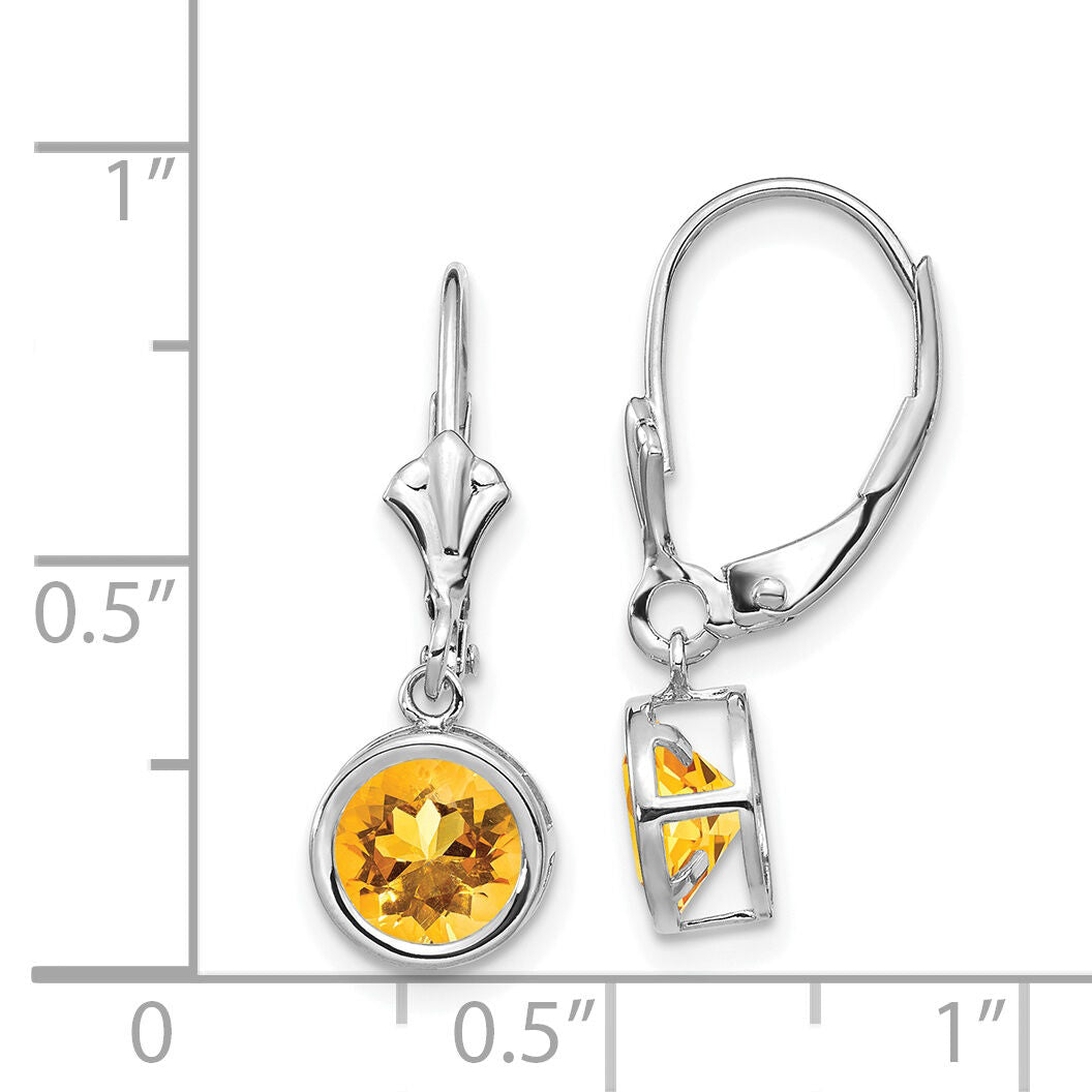 14k White Gold 6mm Citrine Leverback Earrings-XLB101WCI