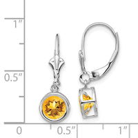 14k White Gold 6mm Citrine Leverback Earrings-XLB101WCI