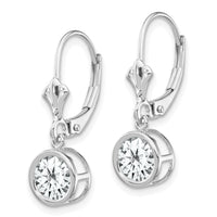 14k White Gold 6mm Cubic Zirconia Leverback Earrings-XLB101WCZ